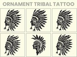 une noir silhouette ensemble de une africain ornement tribal tatouage, clipart vecteur