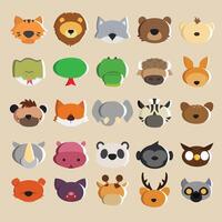 25 plat icône illustration images de sauvage animaux et gros animaux vecteur
