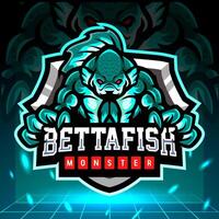 betta poisson monstre mascotte. esport logo conception. vecteur