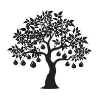 une poire arbre plante illustration dans noir et blanc vecteur