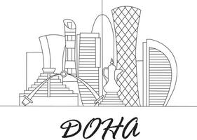 Doha ville ligne dessiner vecteur