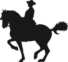 cow-boy figure silhouette avec lasso et cheval. illustration icône vecteur