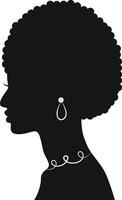 noir aux femmes histoire mois. aux femmes journée. noir silhouette avec côté pose. isolé illustration vecteur