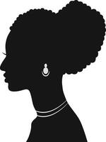 noir aux femmes histoire mois. aux femmes journée. noir silhouette avec côté pose. isolé illustration vecteur