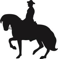 cow-boy figure silhouette avec lasso et cheval. illustration icône vecteur