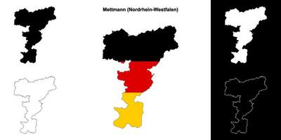 Mettmann, nordrhein-westfalen Vide contour carte ensemble vecteur