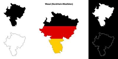 wesel, nordrhein-westfalen Vide contour carte ensemble vecteur
