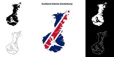 Auckland îles Vide contour carte ensemble vecteur