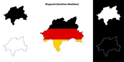 Wuppertal, nordrhein-westfalen Vide contour carte ensemble vecteur