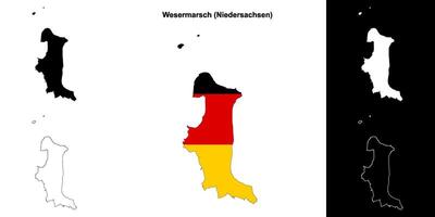 Wesermarsch, niedersachsen Vide contour carte ensemble vecteur