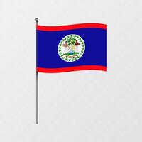 Belize nationale drapeau sur mât de drapeau. illustration. vecteur