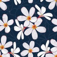 Floral pattern transparente avec des fleurs de frangipanier bleu foncé abstract background.vector illustration dessinés à la main ligne art.fabric conception d'impression textile vecteur