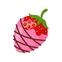 fraise sucrée glacée au chocolat rose et noir vecteur