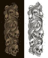 illustration main tiré crâne gravure ornement - eps dix vecteur