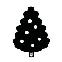 icône de sapin de noël noir et blanc vecteur