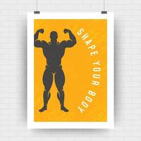 aptitude motivation affiche rétro typographique citation conception modèle avec bodybuilder homme symbole illustration. vecteur