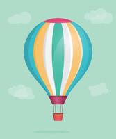 minimaliste coloré en volant chaud air ballon dans le ciel plat illustration vecteur