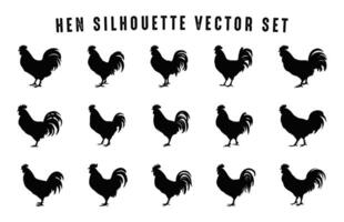 poule silhouette noir clipart ensemble, poulet silhouettes paquet vecteur