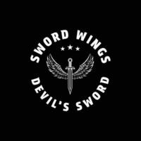 épée aile logo conception les diables épée ancien rétro style vecteur