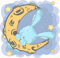 Joli bébé lapin sur la lune vecteur