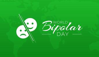 monde bipolaire journée Contexte illustration bannière avec triste et content visage vecteur