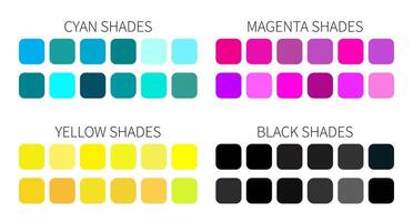 cyan, magenta, Jaune et noir cmyk Couleur nuances isolé vecteur