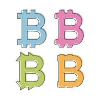icône bitcoin simple et plate - logo. quatre variantes. isolé sur blanc vecteur