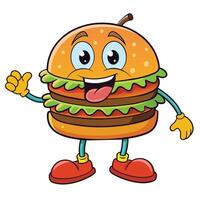 mignonne Hamburger mascotte logo cheeseburger mascotte vecteur