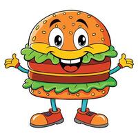 mignonne Hamburger mascotte logo cheeseburger mascotte vecteur