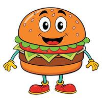 mignonne Hamburger mascotte logo cheeseburger mascotte vecteur