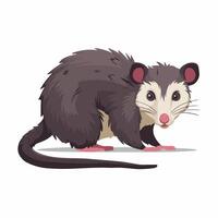 mignonne dessin animé opossum isolé sur une blanc Contexte. illustration vecteur