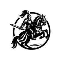 équestre Chevalier logo conception. cheval guerrier logo. guerre cheval silhouette vecteur