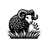 mouton logo conception. illustration de noir mouton vecteur