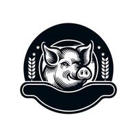 noir animal porc illustration logo silhouette. porc logo conception vecteur