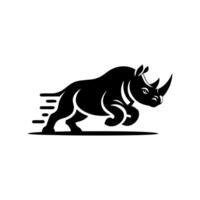 rhinocéros logo action. illustration de une silhouette de une rhinocéros permanent sur isolé blanc Contexte vecteur