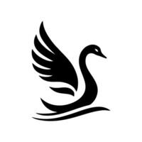 noir cygne animal logo conception, conception illustration de une gracieux cygne vecteur