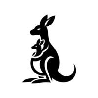 logo de une kangourou porter ses enfant. noir et blanc kangourou vlogo vecteur