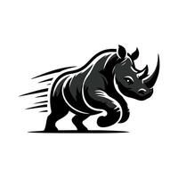 rhinocéros logo action. illustration de une silhouette de une rhinocéros permanent sur isolé blanc Contexte vecteur