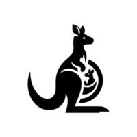 logo de une kangourou porter ses enfant. noir et blanc kangourou vlogo vecteur