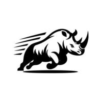 rhinocéros logo action. illustration de une silhouette de une rhinocéros permanent sur isolé blanc Contexte vecteur