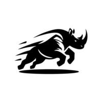 rhinocéros logo action. illustration de une silhouette de une rhinocéros permanent sur isolé blanc Contexte vecteur