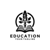 livre et stylo logo pour éducation vecteur