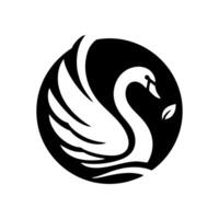 noir cygne animal logo conception, conception illustration de une gracieux cygne vecteur