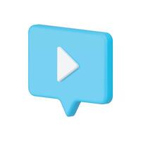 jouer bouton bleu discours bulle télévision canal la musique diffusion isométrique 3d icône vecteur