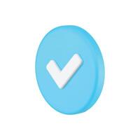 Achevée terminé coche bleu cercle bouton acceptation confirmation isométrique 3d icône vecteur