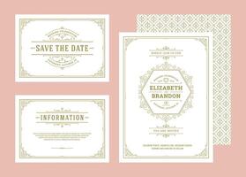 ensemble mariage invitations s'épanouit ornements cartes inviter avec remercier vous et réponse conception vecteur