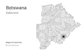 le botswana carte avec une Capitale de gaborone montré dans une puce électronique modèle avec processeur. gouvernement électronique. monde des pays Plans. puce électronique séries vecteur