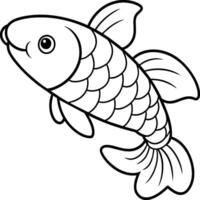 poisson coloration pages pour coloration livre. arowana poisson ligne art noir blanc illustration vecteur