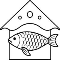 poisson coloration pages pour coloration livre. arowana poisson ligne art noir blanc illustration vecteur