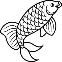 poisson coloration pages pour coloration livre. arowana poisson ligne art noir blanc illustration vecteur